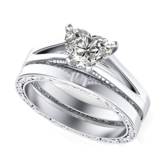 Filigree Cathedral Engagement Ring with Matching Band