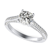 Cathedral Engagement Ring With Pave Side Stones