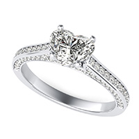 Cathedral Engagement Ring With Pave Side Stones