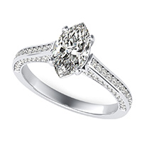 Cathedral Engagement Ring With Pave Side Stones