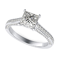 Cathedral Engagement Ring With Pave Side Stones