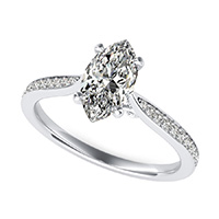 Cathedral Engagement Ring With Pave Side Stones And Scroll On The Side