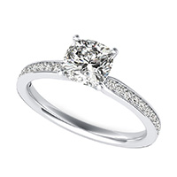 Classic Engagement Ring With Pave Side Stones