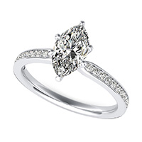 Classic Engagement Ring With Pave Side Stones
