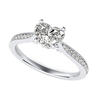 Cathedral Engagement Ring With Milgrain Pave Side Stones And Scroll On The Side