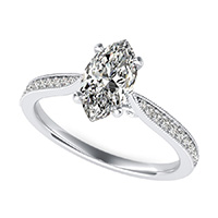 Cathedral Engagement Ring With Milgrain Pave Side Stones And Scroll On The Side