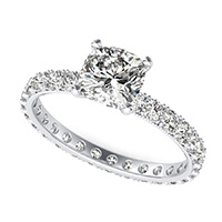 French Pave Eternity Engagement Ring with Milgrain