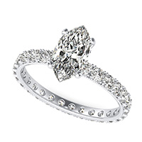 French Pave Eternity Engagement Ring with Milgrain