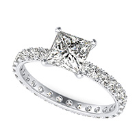 French Pave Eternity Engagement Ring with Milgrain