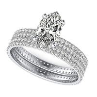 Double Row Eternity Engagement Ring with Milgrain & Matching Band