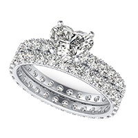 French Pave Eternity Engagement Ring with Milgrain $ Matching Band