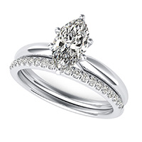 Delicate And Classic Solitaire Engagement Ring With Matching Band