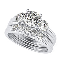 Hartine Three Stone Engagement Ring With Matching Wedding Band