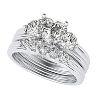 Hartine Three Stone Engagement Ring With Matching Wedding Band