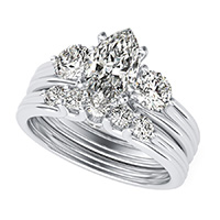 Hartine Three Stone Engagement Ring With Matching Wedding Band