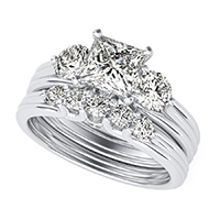 Hartine Three Stone Engagement Ring With Matching Wedding Band