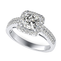 Double Band Cathedral Halo Engagement Ring