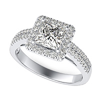 Double Band Cathedral Halo Engagement Ring